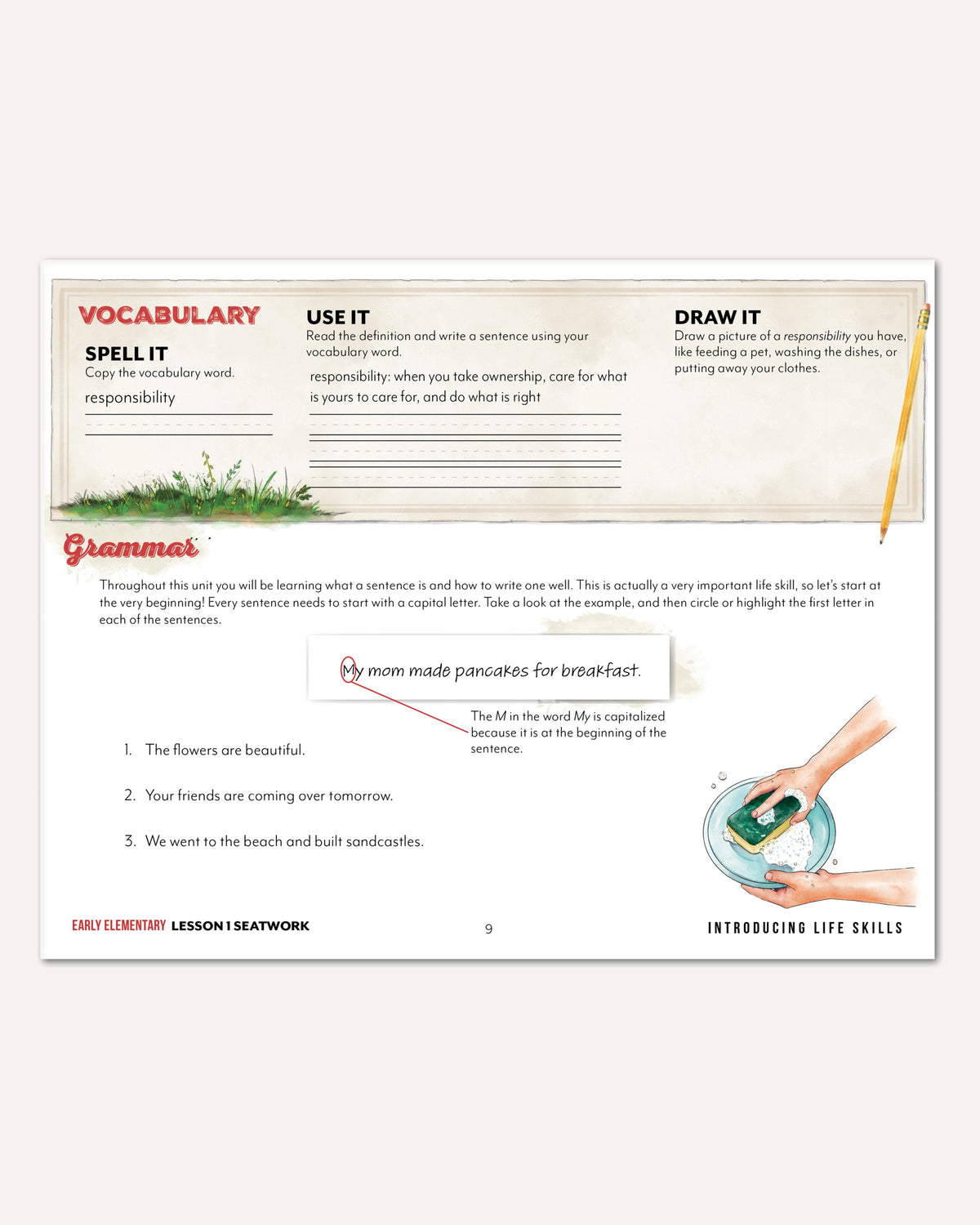 Life Skills homeschool unit study digital early elementary manuscript seatwork journal lesson 15