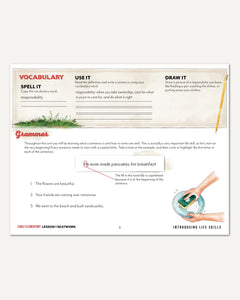 Life Skills homeschool unit study digital early elementary manuscript seatwork journal lesson 15