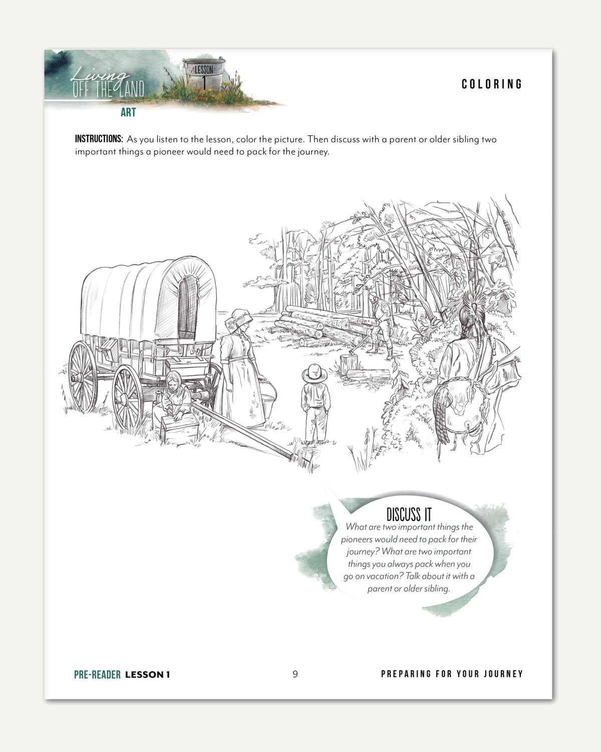 Living Off the Land homeschool unit study digital pre-reader student notebook and teacher's bundle lesson one