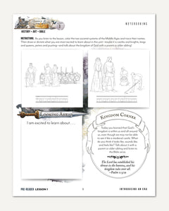 Middle Ages homeschool unit study digital student workbook in pre-reader with teacher's guide bundle lesson one