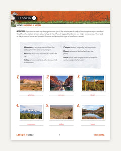 Arizona Fifty States Homeschool Unit Study Digital Student Book Page Level 2 Lesson 1