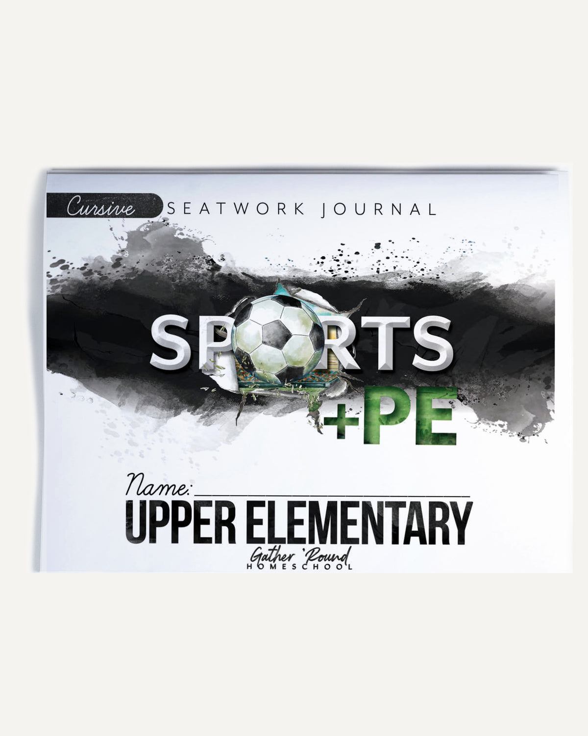 Sports + PE homeschool unit study, print student seatwork journal in cursive for upper elementary