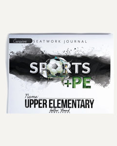 Sports + PE homeschool unit study, print student seatwork journal in cursive for upper elementary