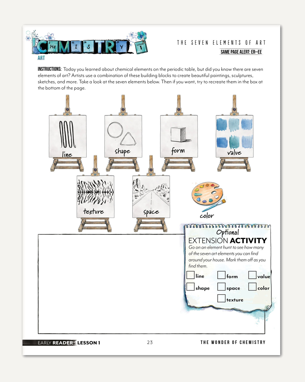 Chemistry Homeschool Unit Study Digital Early Reader Lesson 1 The Seven Elements of Art
