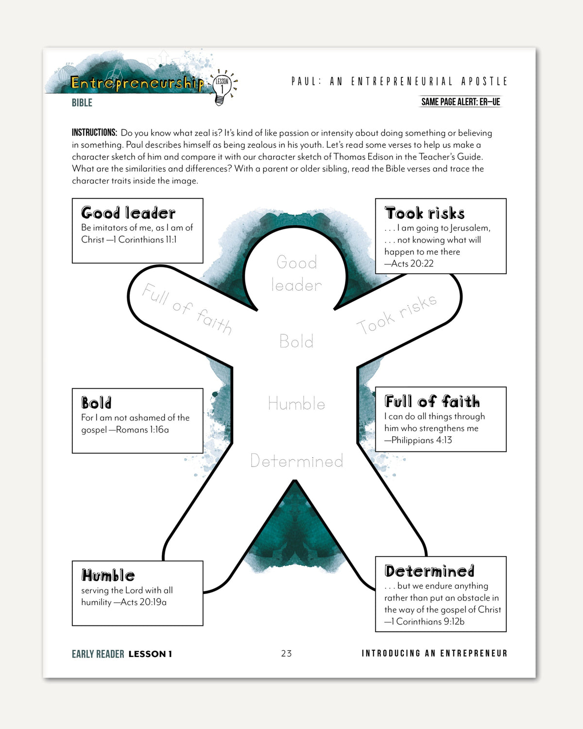 Entrepreneurship Homeschool Unit Study Digital Early Reader Student Book Lesson 1 Paul