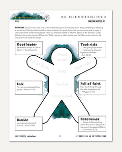 Entrepreneurship Homeschool Unit Study Digital Early Reader Student Book Lesson 1 Paul