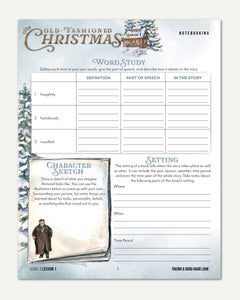 Old Fashioned Christmas Homeschool Unit Study Printed Level 3 Student Book Lesson 1 Notebooking