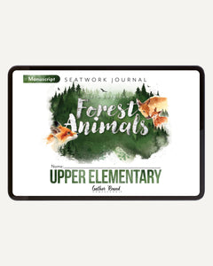 North American Forest Animals homeschool unit study digital student seatwork journal in manuscript for upper elementary
