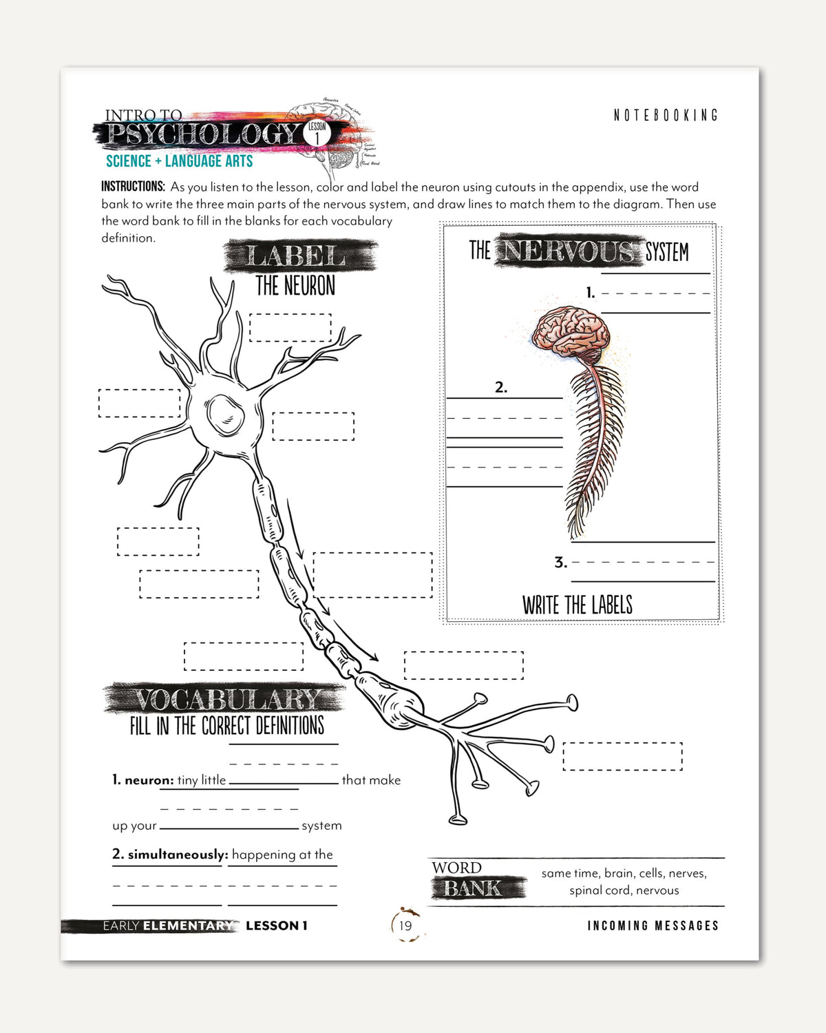 Psychology homeschool unit study digital student workbook in early elementary with teacher's guide bundle notebooking worksheet
