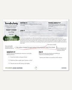 North American Forest Animals homeschool unit study digital student seatwork journal in manuscript for upper elementary lesson one