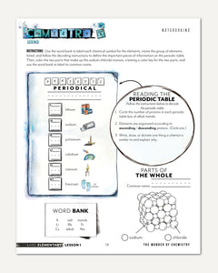 Chemistry Homeschool Unit Study Printed Early Elementary Student Book Lesson 1 Notebooking Page