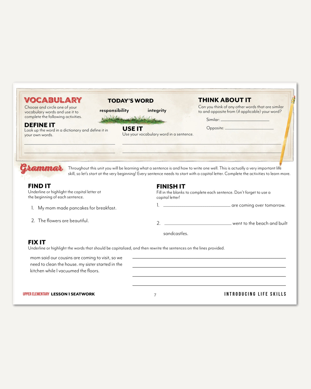 Life Skills homeschool unit study digital upper elementary manuscript seatwork journal lesson 15