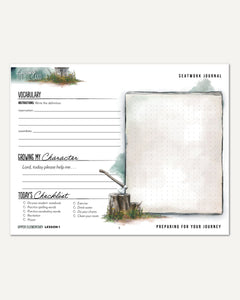 Living Off the Land homeschool unit seatwork journal digital Upper Elementary student notebook in manuscript lesson one