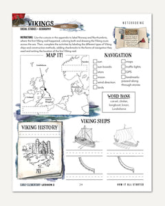Vikings Homeschool Unit Study Digital Early Elementary Student Book Lesson 1 Notebooking