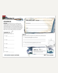 Vikings Homeschool Unit Study Digital Seatwork Journal Manuscript Upper Elementary Lesson 1 Grammar and Vocabulary