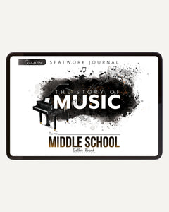 Music homeschool unit study digital student seatwork journal in cursive for middle school