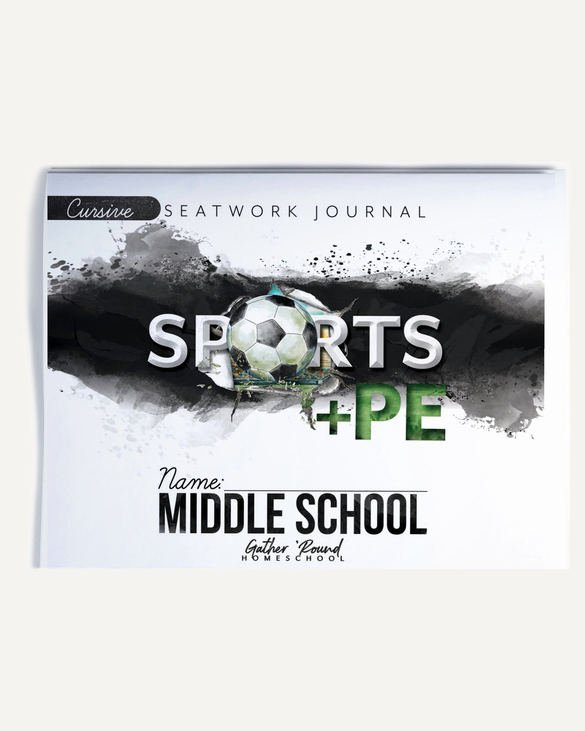 Sports + PE homeschool unit study, print student seatwork journal in cursive  for Middle School
