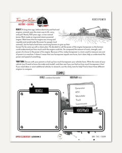 Transportation Homeschool Unit Study Digital Upper Elementary Student Book Lesson 2 Horsepower