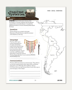 Unsolved Mysteries Homeschool Unit Study Digital Upper Elementary Student Book Lesson 3 The Inca Empire