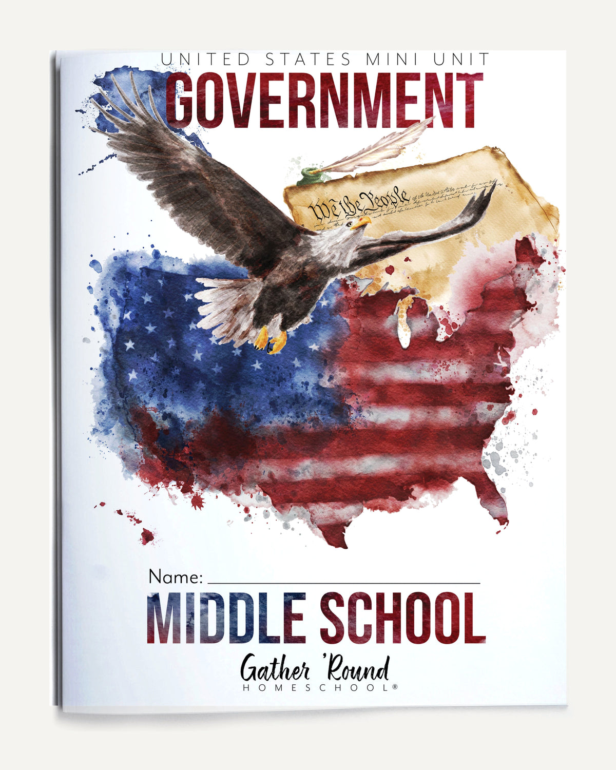 US Government Homeschool Study Unit Digital Printed Middle School Student Book
