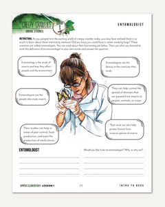 Creepy Crawlies Homeschool Unit Study Digital Upper Elementary Student Book Lesson 1 Entomologist