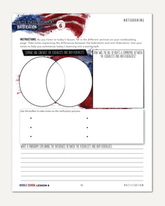 US Government Homeschool Study Unit Digital Printed Middle School Student Book Lesson 6 Notebooking
