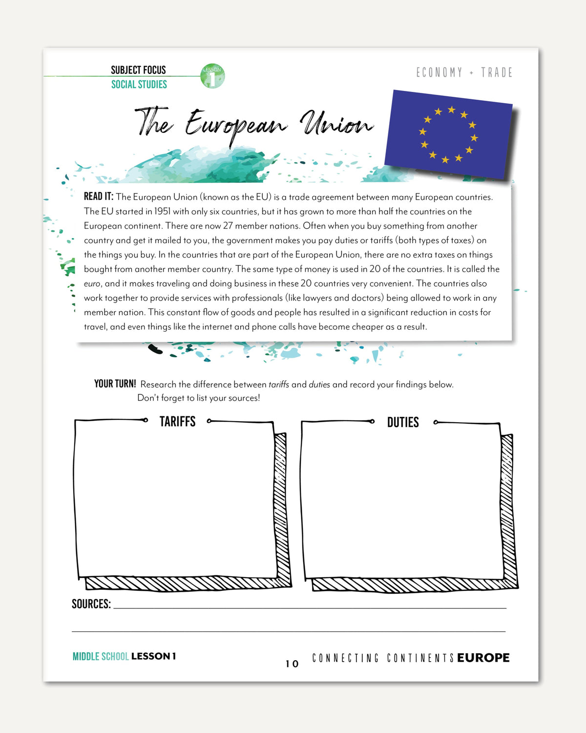 Europe homeschool unit study printed student book middle school lesson one
