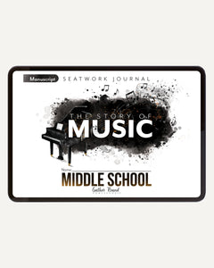 Music homeschool unit study digital student seatwork journal in manuscript for middle school