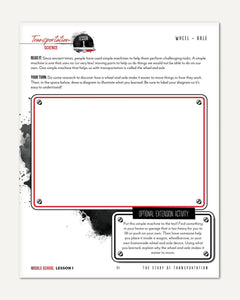Transportation Homeschool Unit Study Digital Middle School Student Book Lesson 1 Wheel + Axle