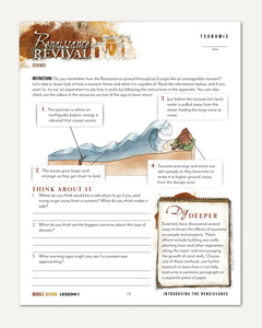 Renaissance and Revival Homeschool Unit Study Printed Digital Middle School Student Book Lesson 1 Tsunamis