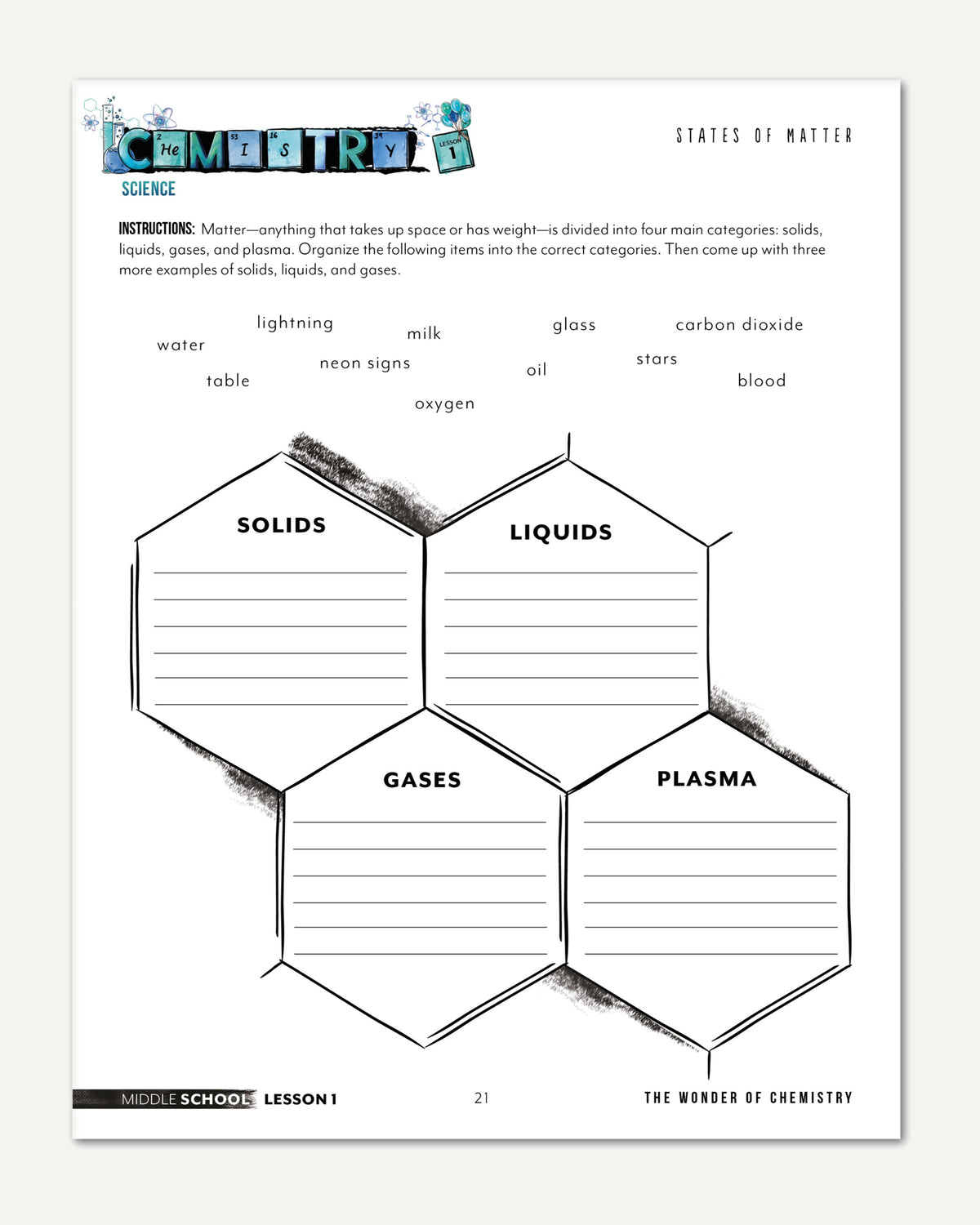 Chemistry Homeschool Unit Study Digital Middle School Lesson 1 States of Matter