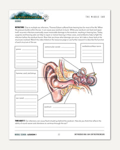 Entrepreneurship Homeschool Unit Study Digital Middle School Student Book Lesson 1 The Middle Ear