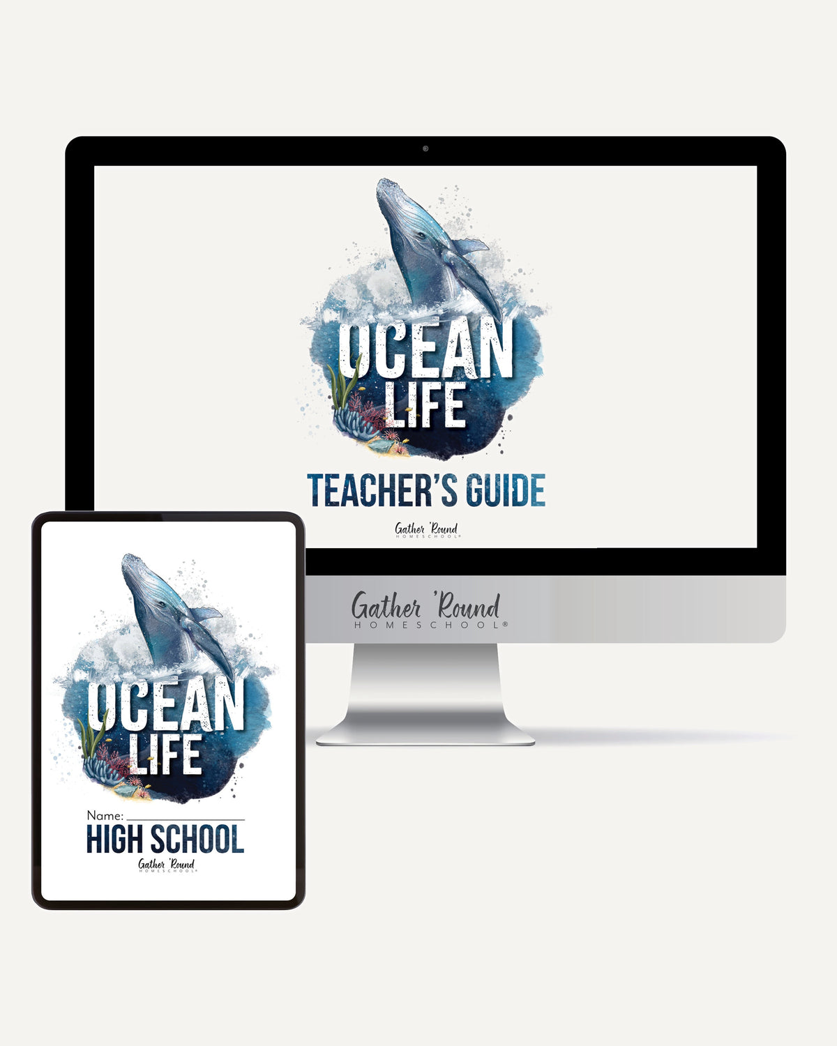 Ocean Life homeschool unit study digital student workbook for high school with teacher's guide bundle