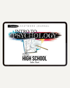 Psychology homeschool unit study digital student seatwork  journal cursive in high school