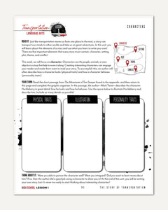 Transportation Homeschool Unit Study Digital High School Student Book Lesson 1 Characters