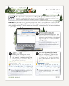 North American Forest Animals homeschool unit study digital student workbook  in high school with teacher's guide bundle lesson one