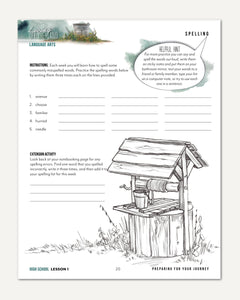 Living Off the Land homeschool unit study digital high school student notebook and teacher's bundle lesson one