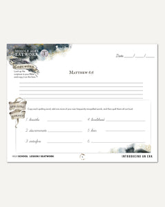 Middle Ages homeschool unit study digital student seatwork book in cursive for high school lesson one