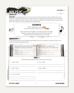 Music homeschool unit study digital student workbook for High school with Teacher's Guide bundle  lesson one