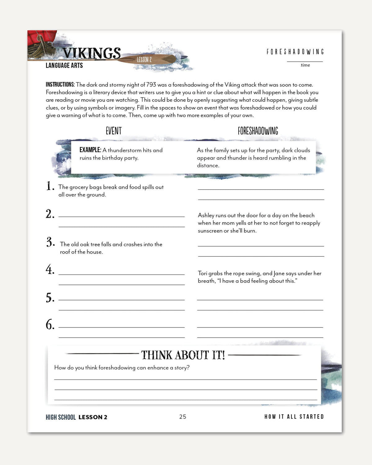 Vikings Homeschool Unit Study Digital High School Student Book Lesson 2 Foreshadowing