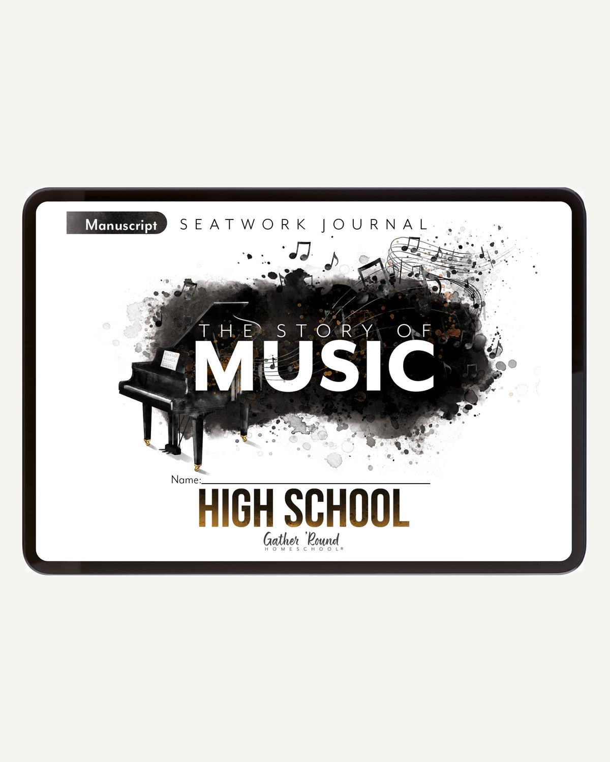 Music homeschool unit study digital student seatwork journal in manuscript for high school