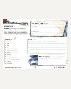 Vikings Homeschool Unit Study Digital Seatwork Journal Manuscript High School Lesson 1 Grammar and Vocabulary