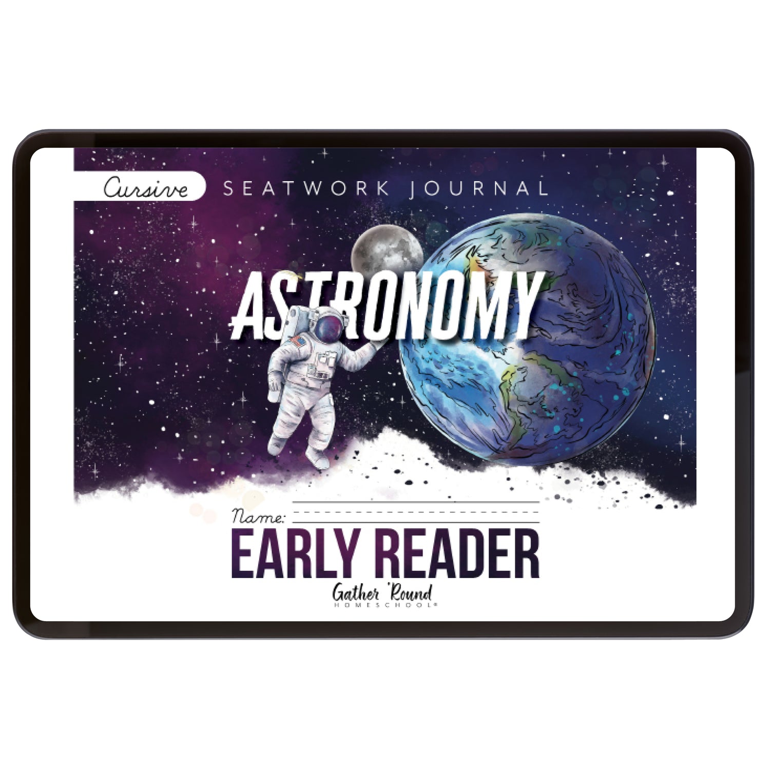 Astronomy Homeschool Unit Study Digital Seatwork Journal Cursive Early Reader 