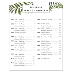 Botany Homeschool Unit Study Printed Cursive Book Schedule and Table of Contents