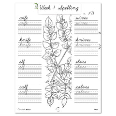 Botany Homeschool Unit Study Printed Cursive Book Week 1 Spelling