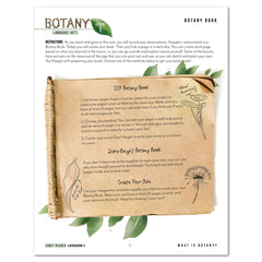 Botany Homeschool Unit Study Printed Early Reader Student Book Daily Lesson 1 Botany Book