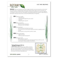 Botany Homeschool Unit Study Digital Upper Elementary Student Book Daily Lesson 1 Life That Breathes