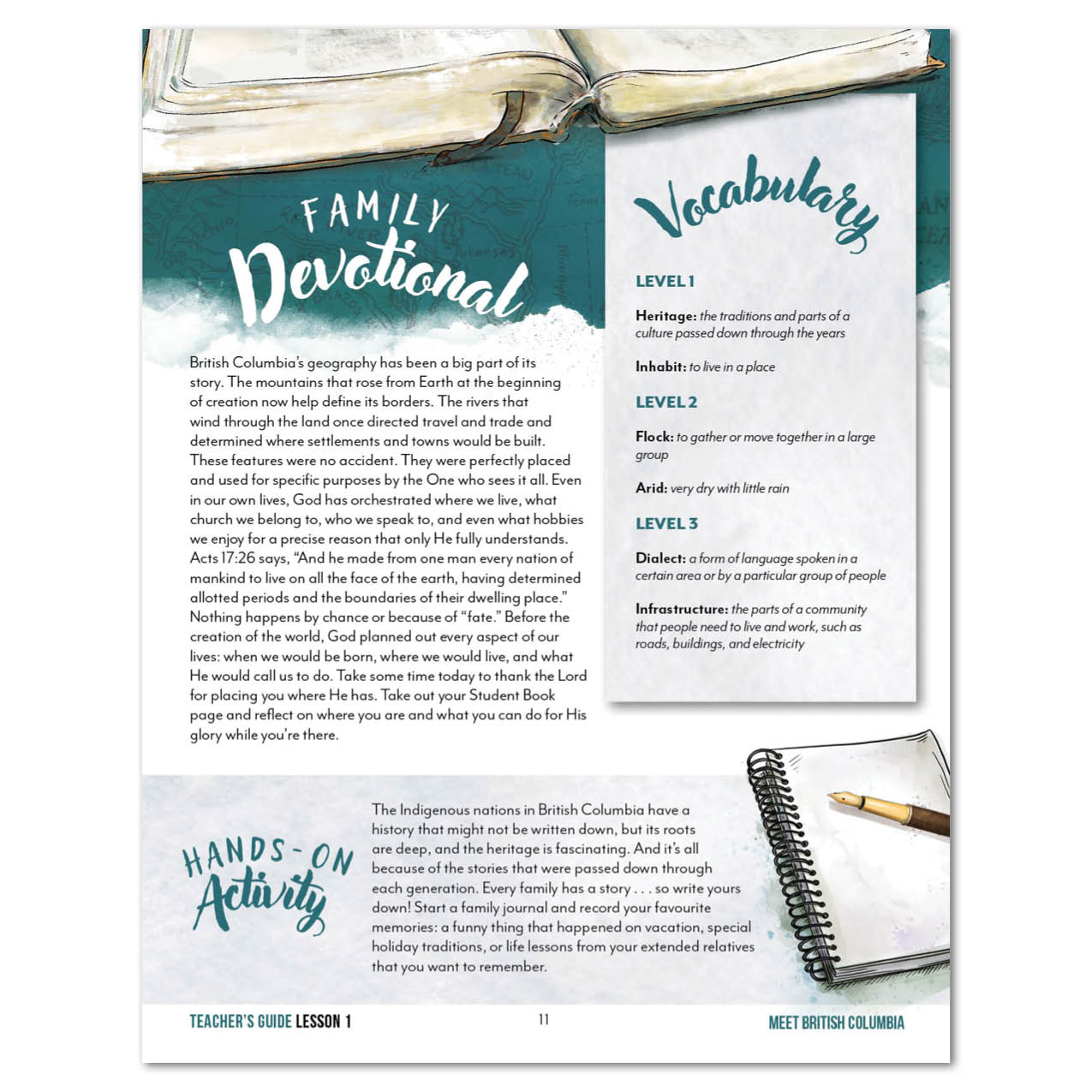 British Columbia Homeschool Unit Study Digital Teacher's Guide Daily Lesson 1 Part 2