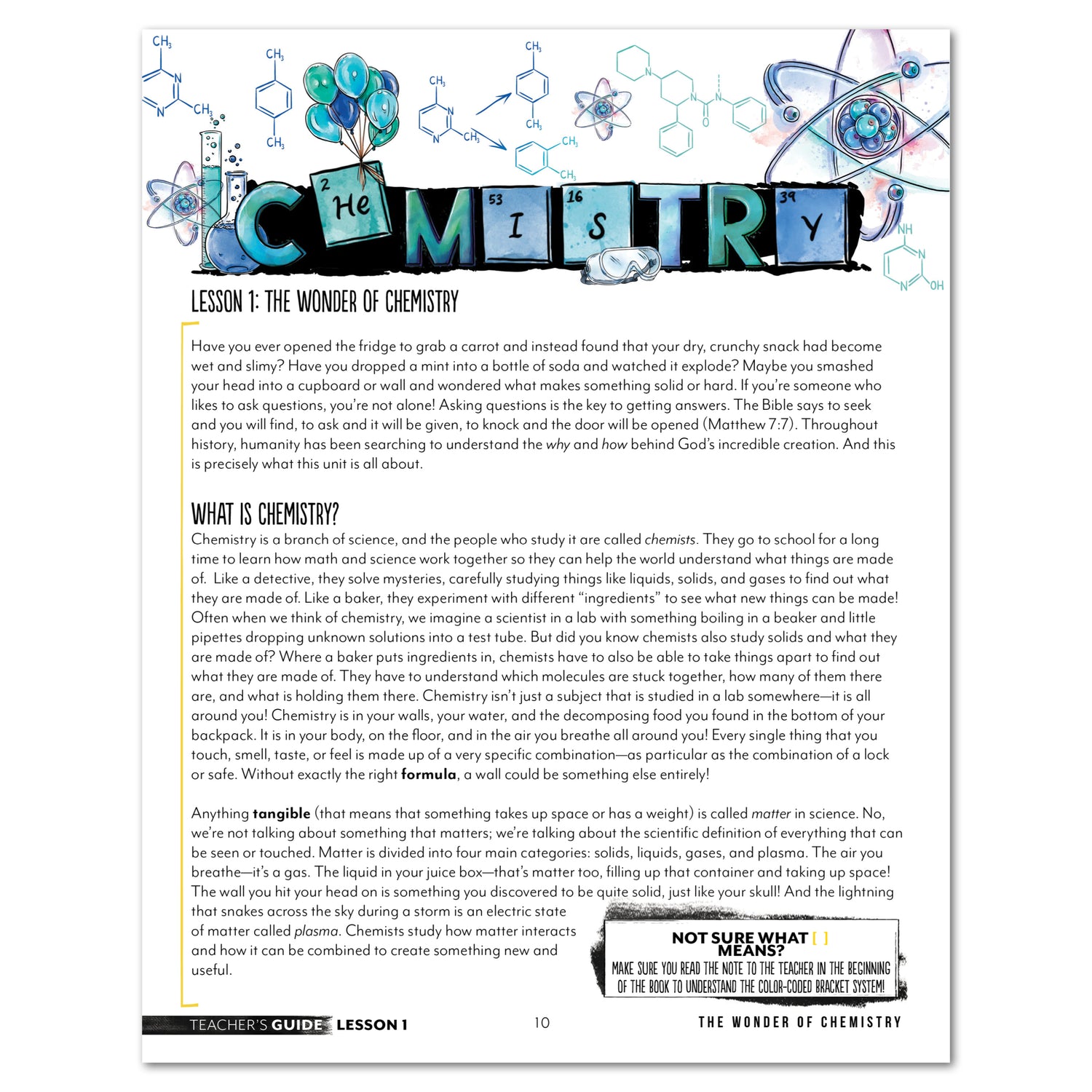 Chemistry Homeschool Unit Study Printed Teacher's Guide Lesson 1 Part 1