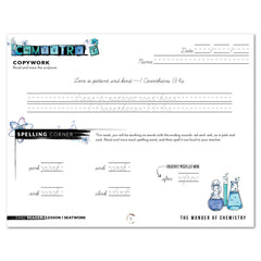 Chemistry Homeschool Unit Study Printed Seatwork Journal Cursive Early Reader Copywork Lesson 1
